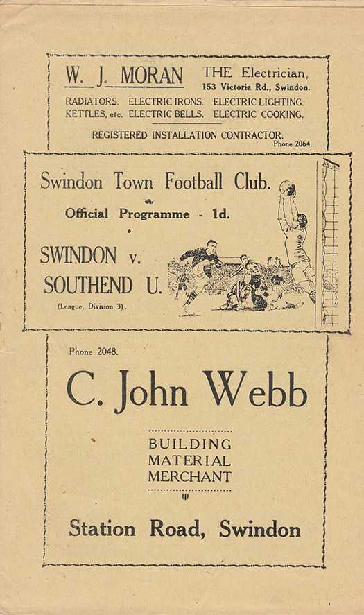 <b>Saturday, April 30, 1938</b><br />vs. Southend United (Home)